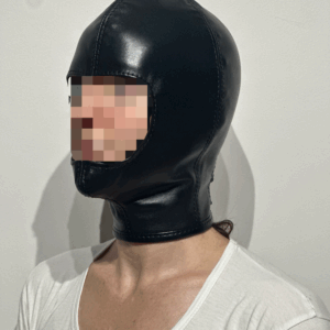 Leather Open Face Bondage Hood with Lacing