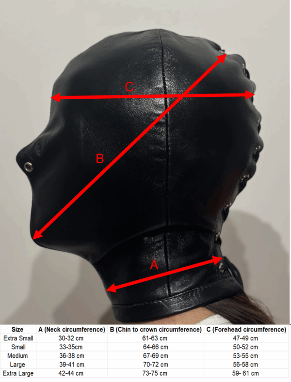 Leather Full Face Bondage Hood with Lacing - Image 6