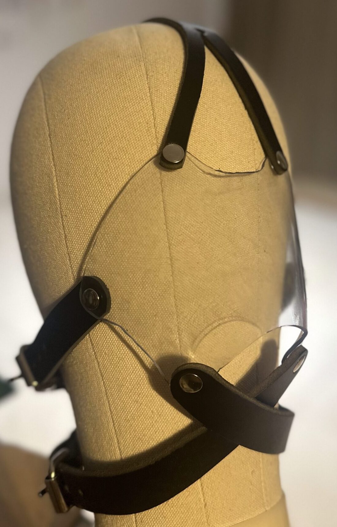 Clear PVC panel gag with leather straps - Image 5