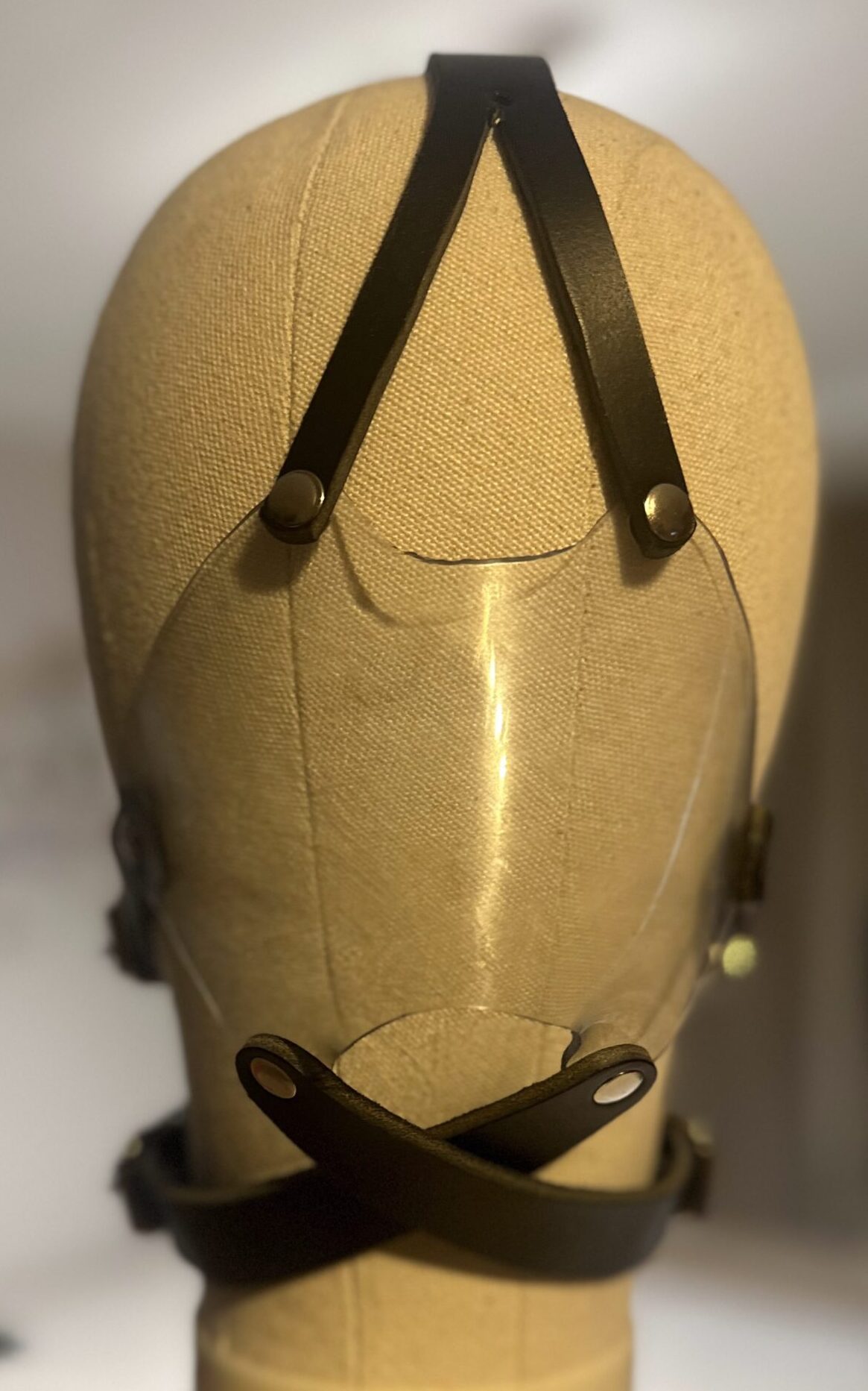 Clear PVC panel gag with leather straps - Image 2